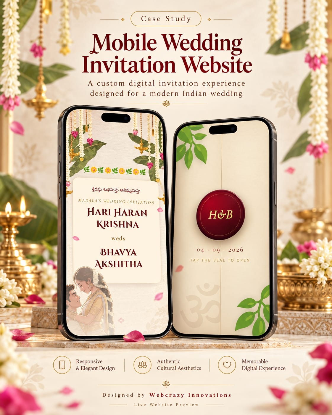 Hari Haran Krishna and Bhavya Akshitha's digital wedding invitation card design